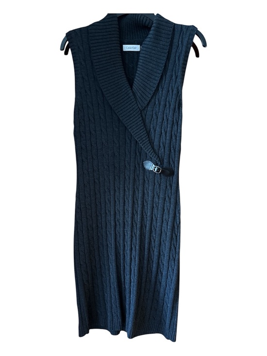 Calvin Klein Dresses & Skirts - Calvin Klein Dark Gray Sleeveless Cable Knit Sweater Dress – Size L